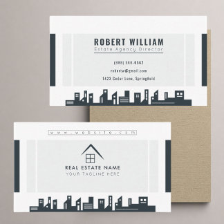 Commercial City Skyline Real Estate Broker Agent Business Card