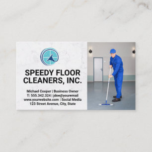 Commercial Cleaner Service   Man Cleaning Floors  Business Card