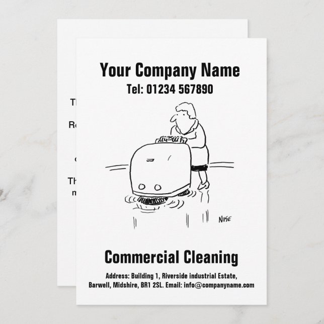 Commercial Cleaning Cartoon Design Card (Front/Back)