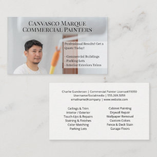 Commercial Contractor   Paint Roller Close Up Business Card