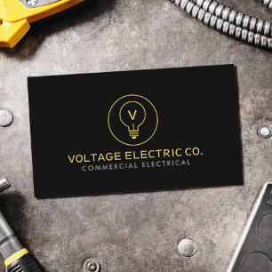 Commercial Electrician Professional Black Business Card