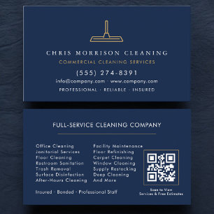 Commercial Janitorial Cleaning QR Code Business Card