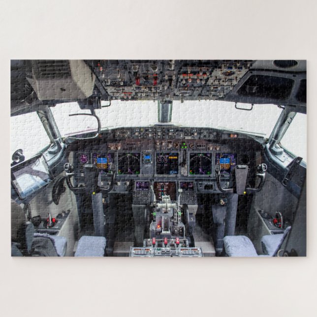 Commercial Jet Aircraft Cockpit Interior Jigsaw Puzzle (Horizontal)