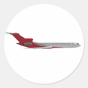 Commercial Jet Airplane: 3D Model: Classic Round Sticker