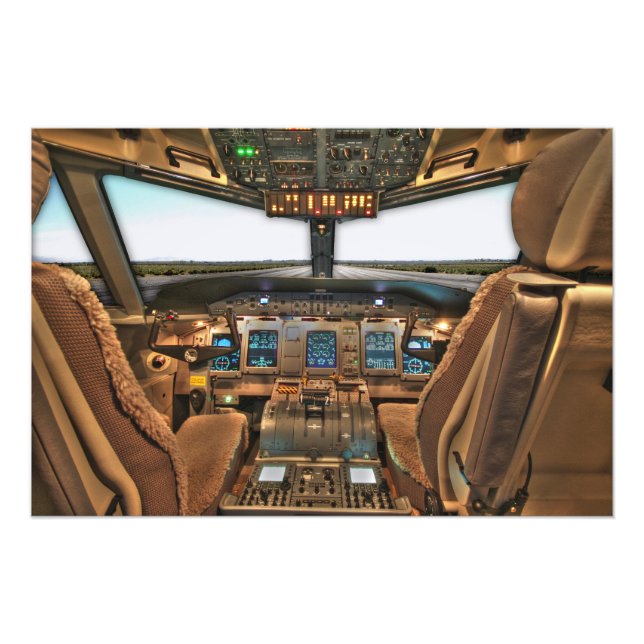 Commercial Jet Cockpit Photo Print (Front)