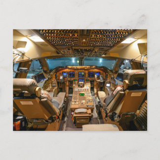 Commercial Jet Cockpit Postcard