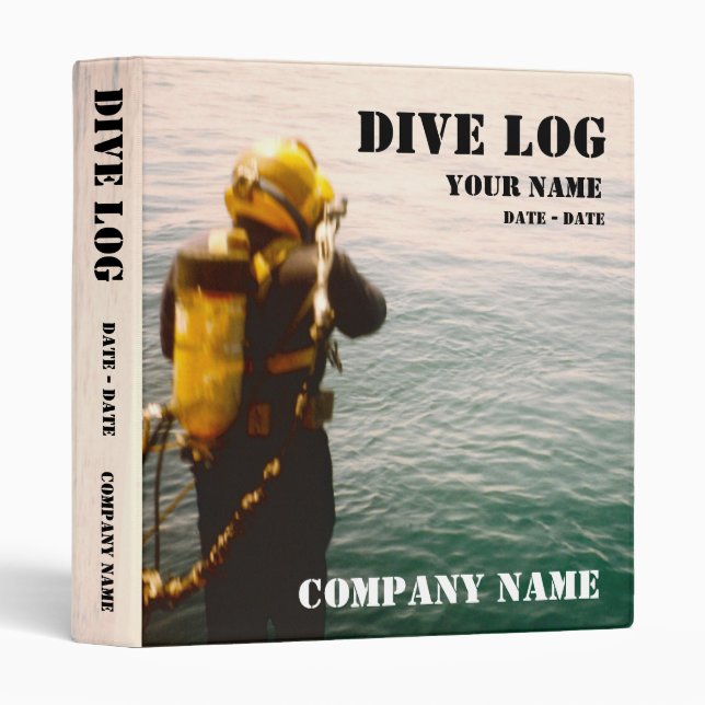Commercial or Scuba Diving Log Book Binder (Front/Spine)
