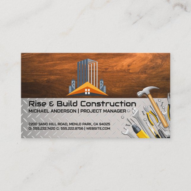 Commercial Properties | Contractor Builder Tools  Business Card (Front)