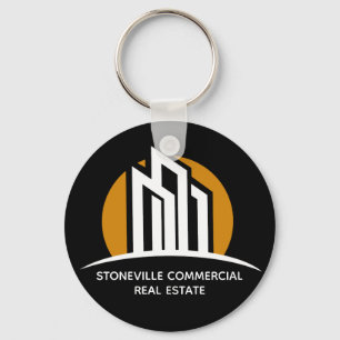 Commercial Real Estate Agent Chic Custom Black Keychain