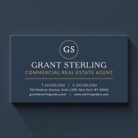 Commercial Real Estate Agent Navy Blue Gold Luxury