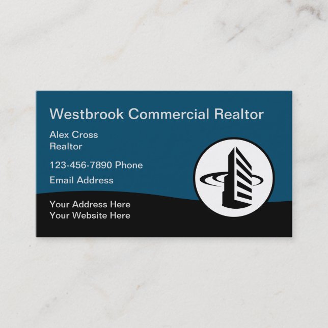 Commercial Real Estate Modern Business Cards (Front)