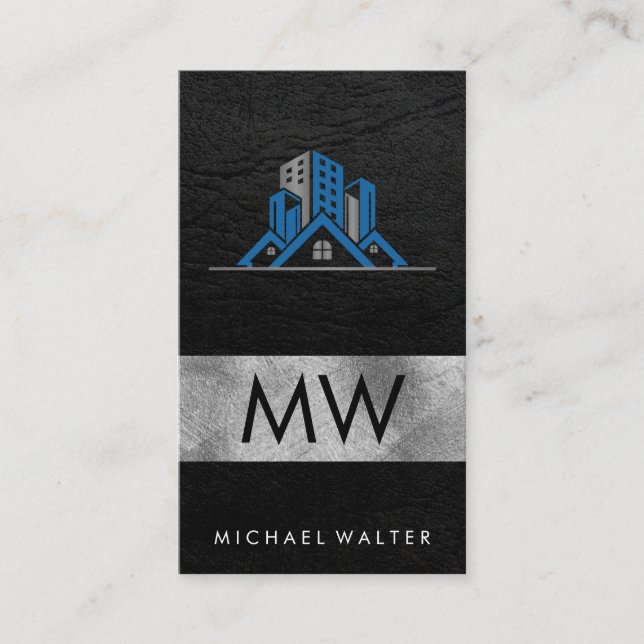Commercial Residential Properties | Leather  Business Card (Front)