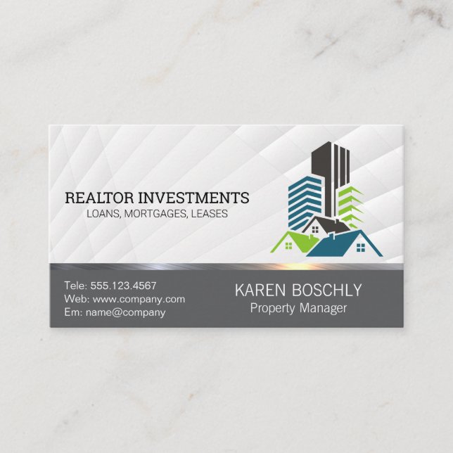 Commercial Residential Real Estate Properties Business Card (Front)