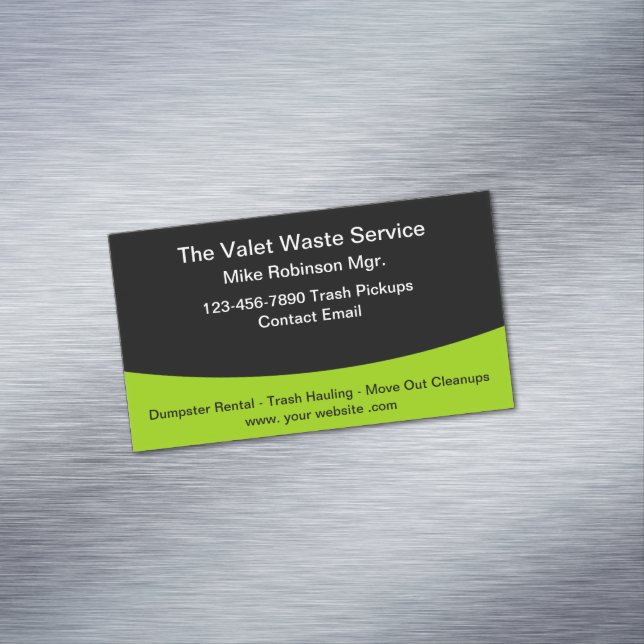 Commercial Residential Trash Hauling Dumpster Rent Magnetic Business Card (In Situ)