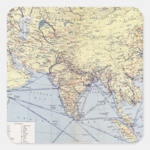 Commercial Trade Routes South Asia Square Sticker