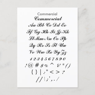 Commercial - Zazzle Font Sampler Sheet Postcard