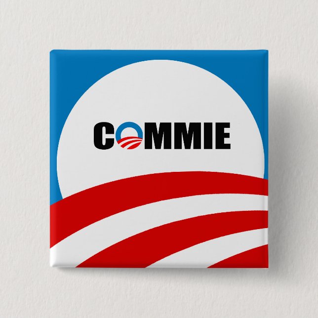 COMMIE 2 INCH SQUARE BUTTON (Front)