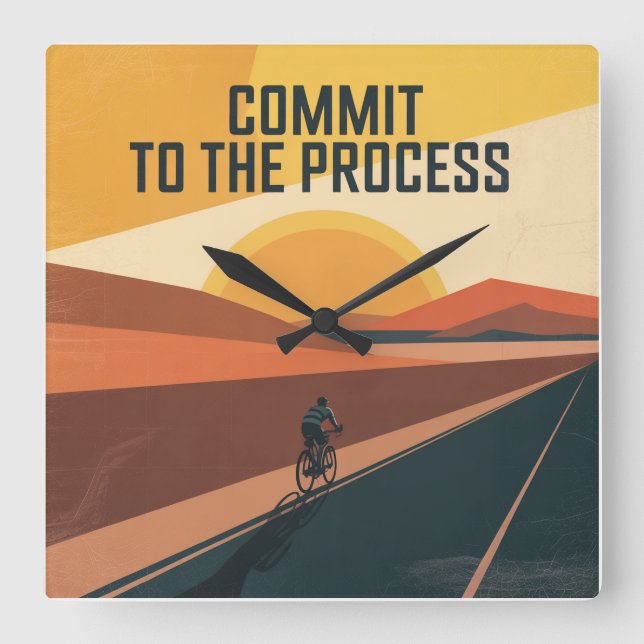 Commit To The Process Square Wall Clock (Front)