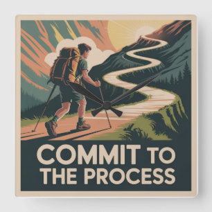 Commit To The Process Square Wall Clock