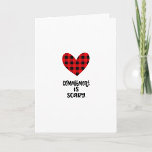 Commitment is Scary Buffalo Plaid Valentine Card