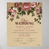 Commitment Wine Floral Lace Wedding Certificate