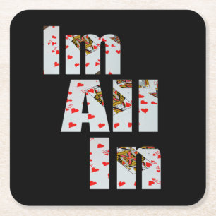 Committed: All In At Poker, Square Paper Coaster