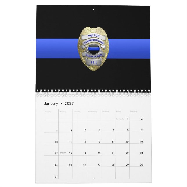 Commo 911 Dispatch Thin Blue Line Calendar (Jan 2027)