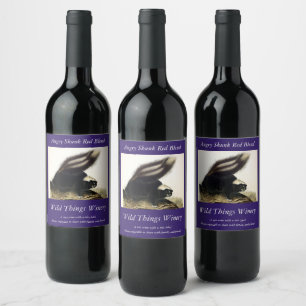 Common American Skunk or Striped Skunk, by Audubon Wine Label