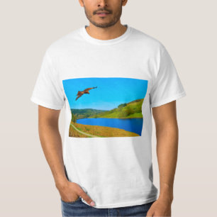 Common Buzzard in flight over Ladybower reservoir T-Shirt
