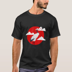 Common Crane Cute Bird Clouds Sun Origami Animal R T-Shirt