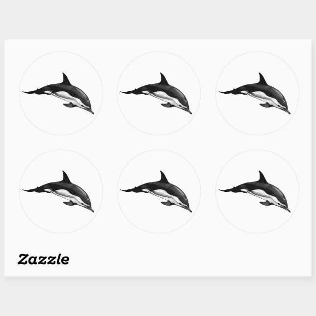 COMMON DOLPHIN CLASSIC ROUND STICKER (Sheet)