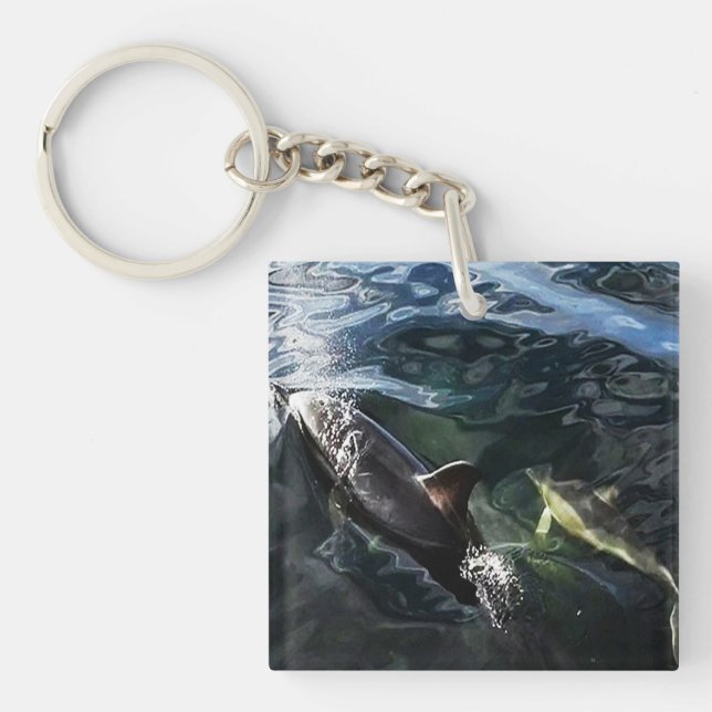 Common Dolphin Mom and Baby Keychain (Front)