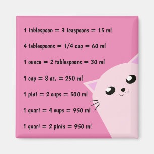 Common Kitchen Measurements Magnet