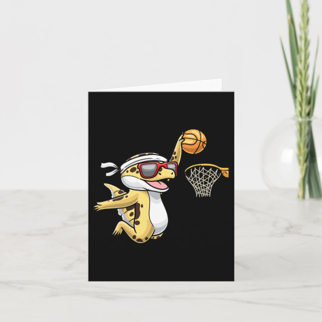 Common Leopard Gecko Playing Bysketbyll Reptile Li Card (Front)