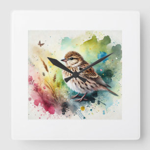 Common Linnet 210724AREF102 - Watercolor Square Wall Clock