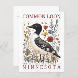 Common Loon Bird of Minnesota USA Travel Postcard