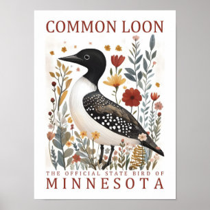 Common Loon Bird of Minnesota USA Travel Poster