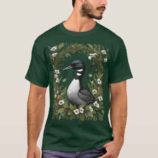 Common Loon Surrounded By Ladys Slipper Flowers 2  T-Shirt