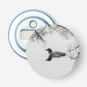 Common Loon Swims in a Northern Lake in Winter Bottle Opener