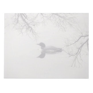 Common Loon Swims in a Northern Lake in Winter Notepad