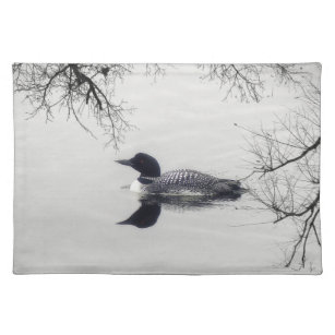 Common Loon Swims in a Northern Lake in Winter Placemat