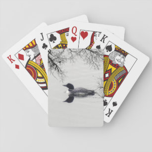 Common Loon Swims in a Northern Lake in Winter Playing Cards