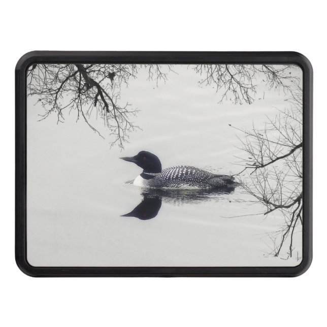 Common Loon Swims in a Northern Lake in Winter Trailer Hitch Cover (Front)