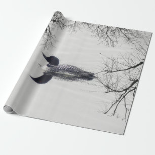 Common Loon Swims in a Northern Lake in Winter Wrapping Paper