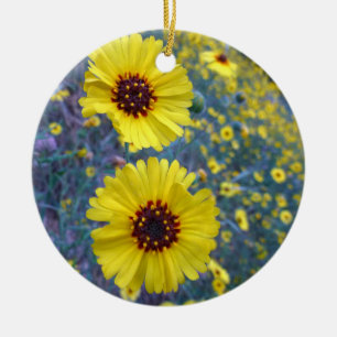 Common Madia Flowers at Sequoia National Park Ceramic Ornament