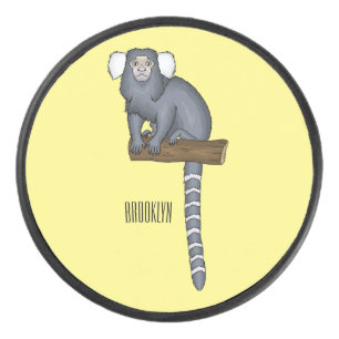 Common marmoset cartoon illustration hockey puck