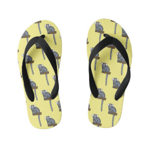 Common marmoset cartoon illustration kid's flip flops