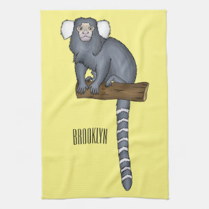 Common marmoset cartoon illustration kitchen towel