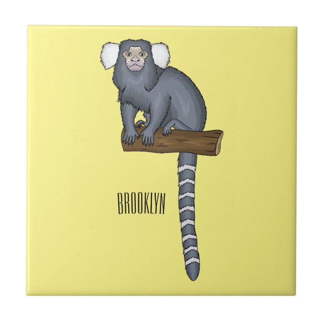 Common marmoset cartoon illustration tile (Front)
