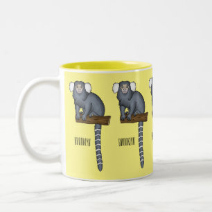 Common marmoset cartoon illustration Two-Tone coffee mug